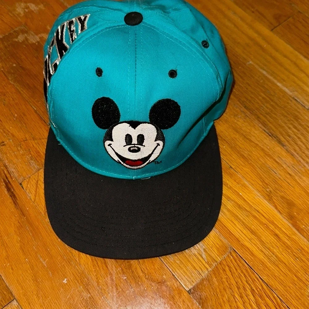Vintage Disney Mickey Mouse Blue/Black Adjustable Snapback Hat/Cap - Picture 1 of 10